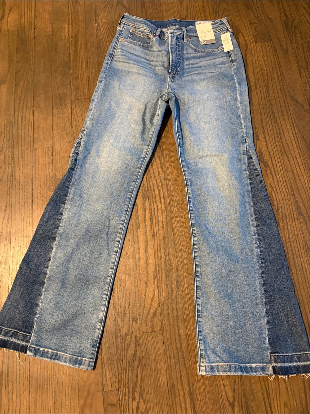 GAP Two-Tone Light and Dark Blue Flare Jeans